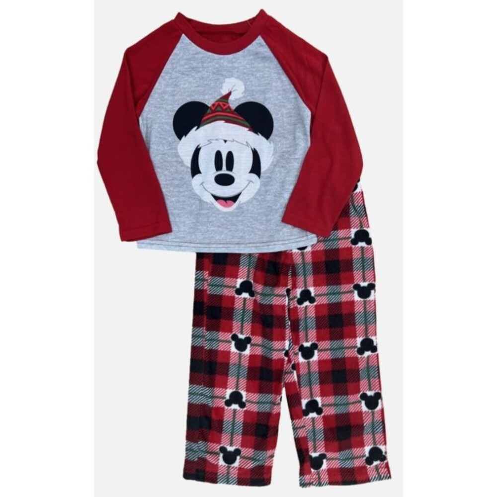 Disney Boys Mickey Mouse Plaid Christmas Holiday Pajama Sleep Set